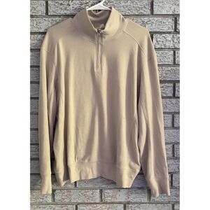 Pact Organic Cotton Quarter Zip Pullover Sweatshirt Tan Beige Mens Large L